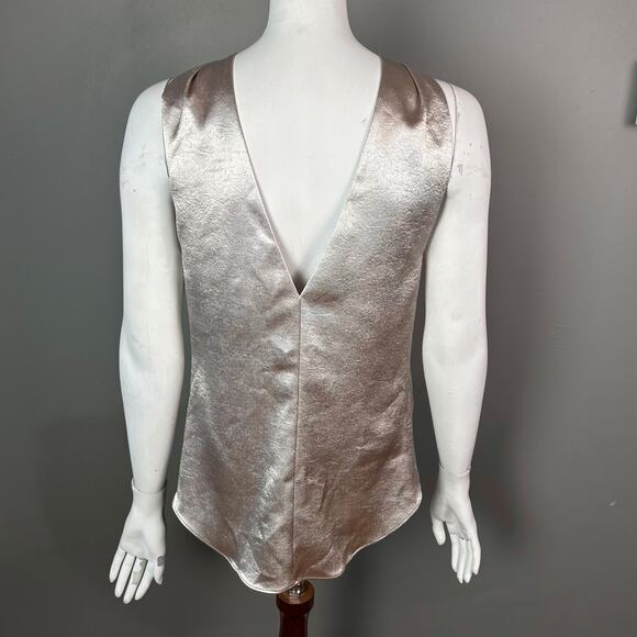 Ramy Brook Top Medium Halter Metallic Gold Dressy Glam - Picture 6 of 12